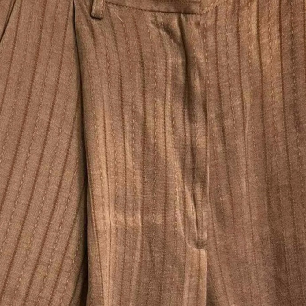 TOPSHOP WIDE LEG STRIPED BOHO BROWN TROUSERS Size 12 NWT - Picture 9 of 9